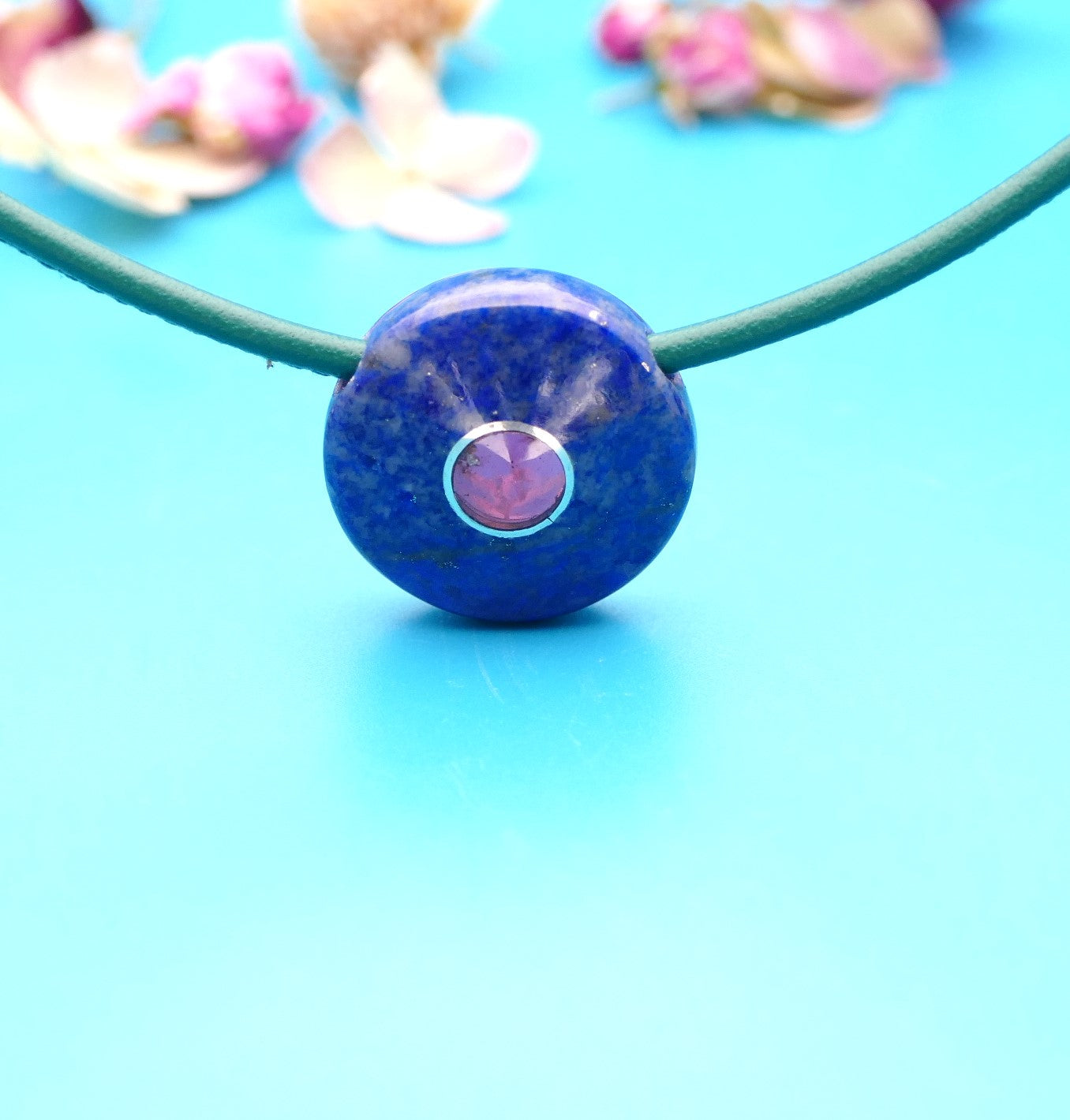 Halskette mit Lapislazuli, Rhodolit-Granat in AAA-Qualität, personalisierter Schmuck