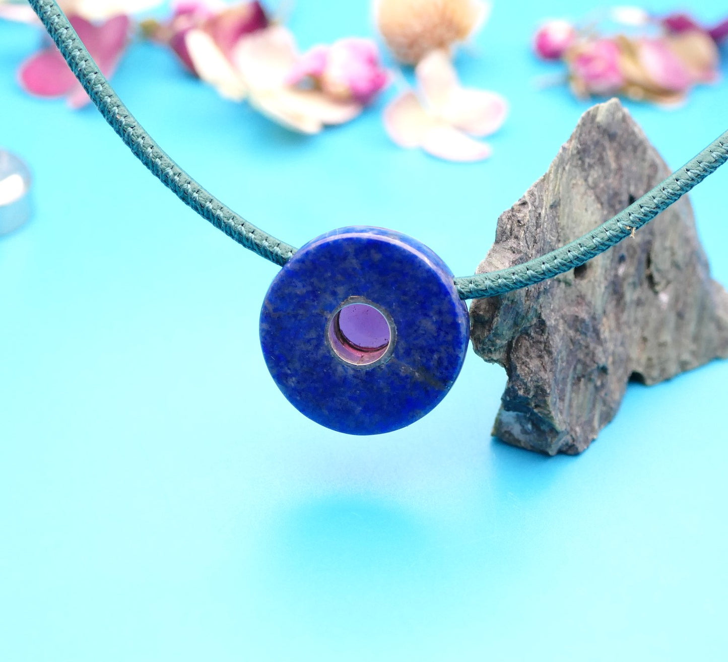 Halskette mit Lapislazuli, Rhodolit-Granat in AAA-Qualität, personalisierter Schmuck