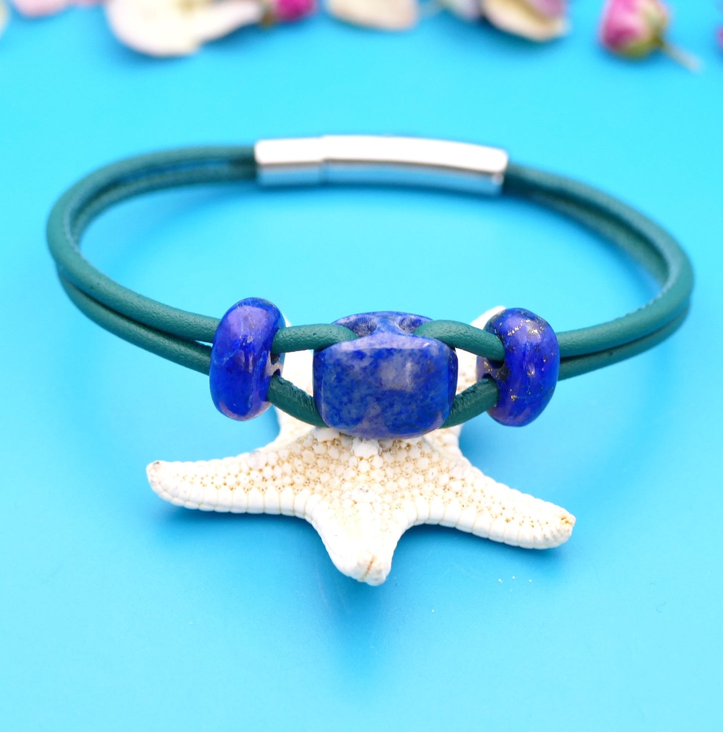 Armband aus Nappaleder mit Naturstein