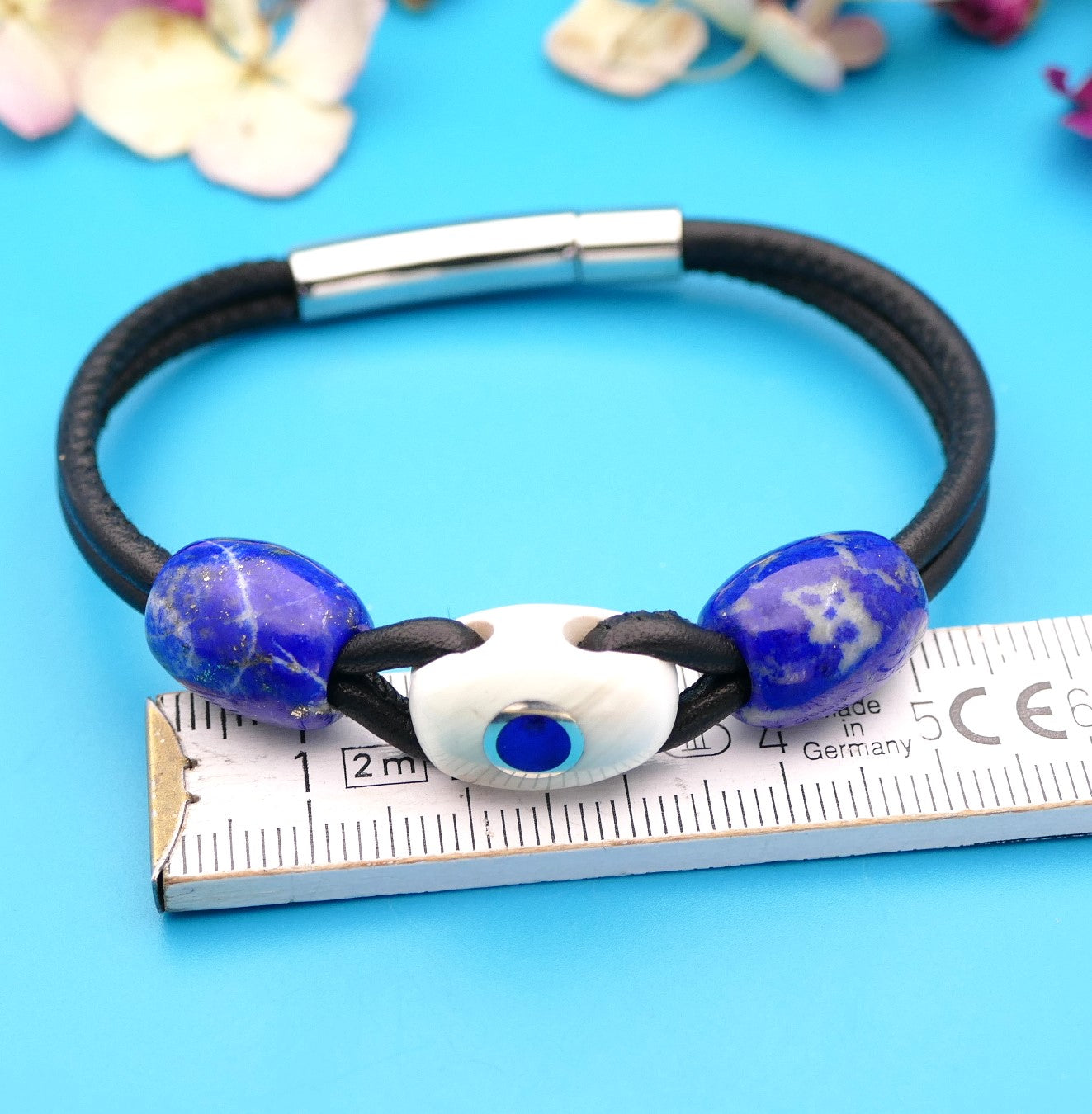 Armband aus Nappaleder mit Naturstein