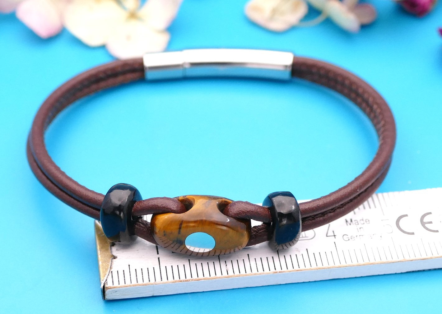 Armband aus Nappaleder mit Naturstein