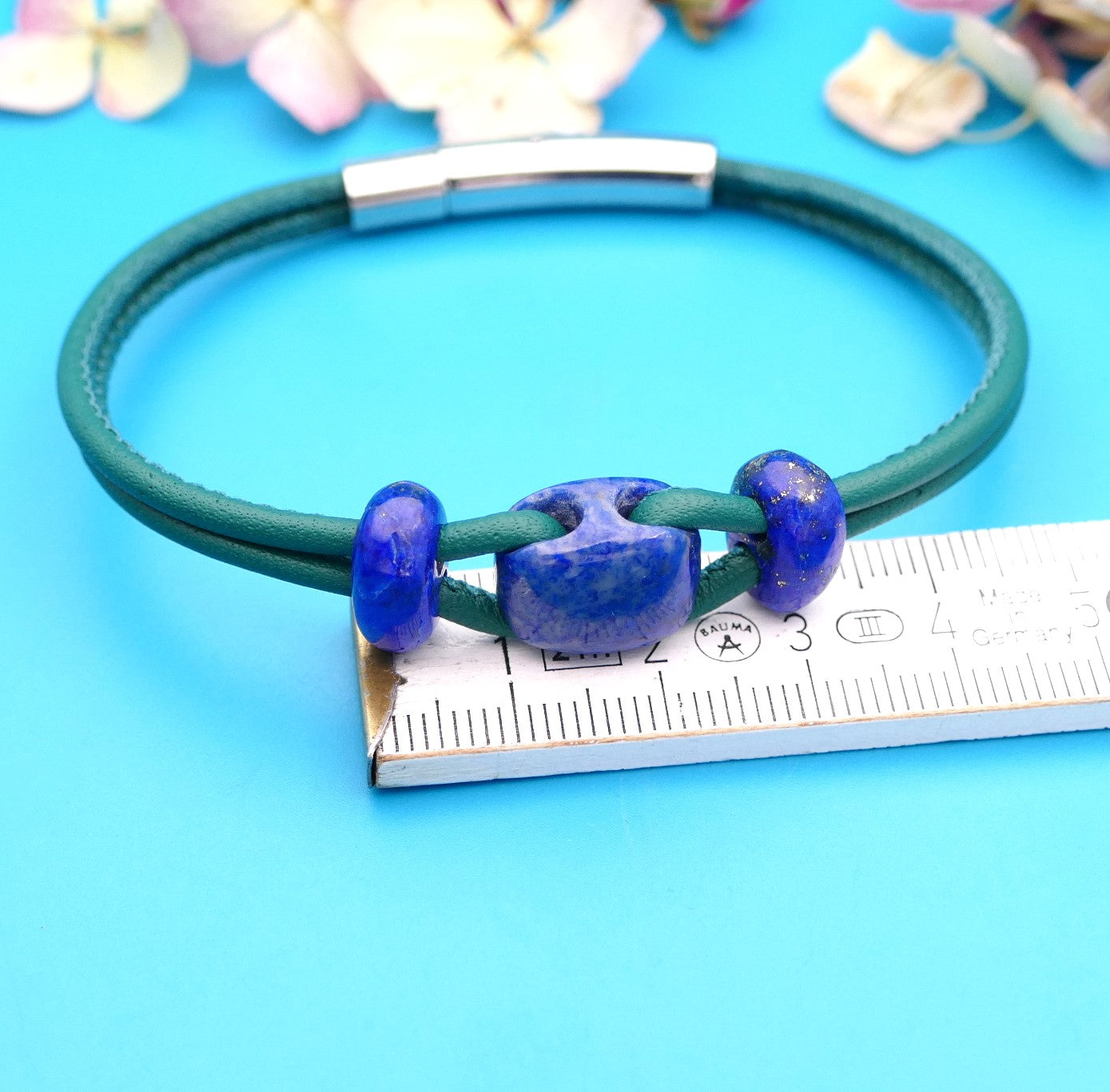 Armband aus Nappaleder mit Naturstein
