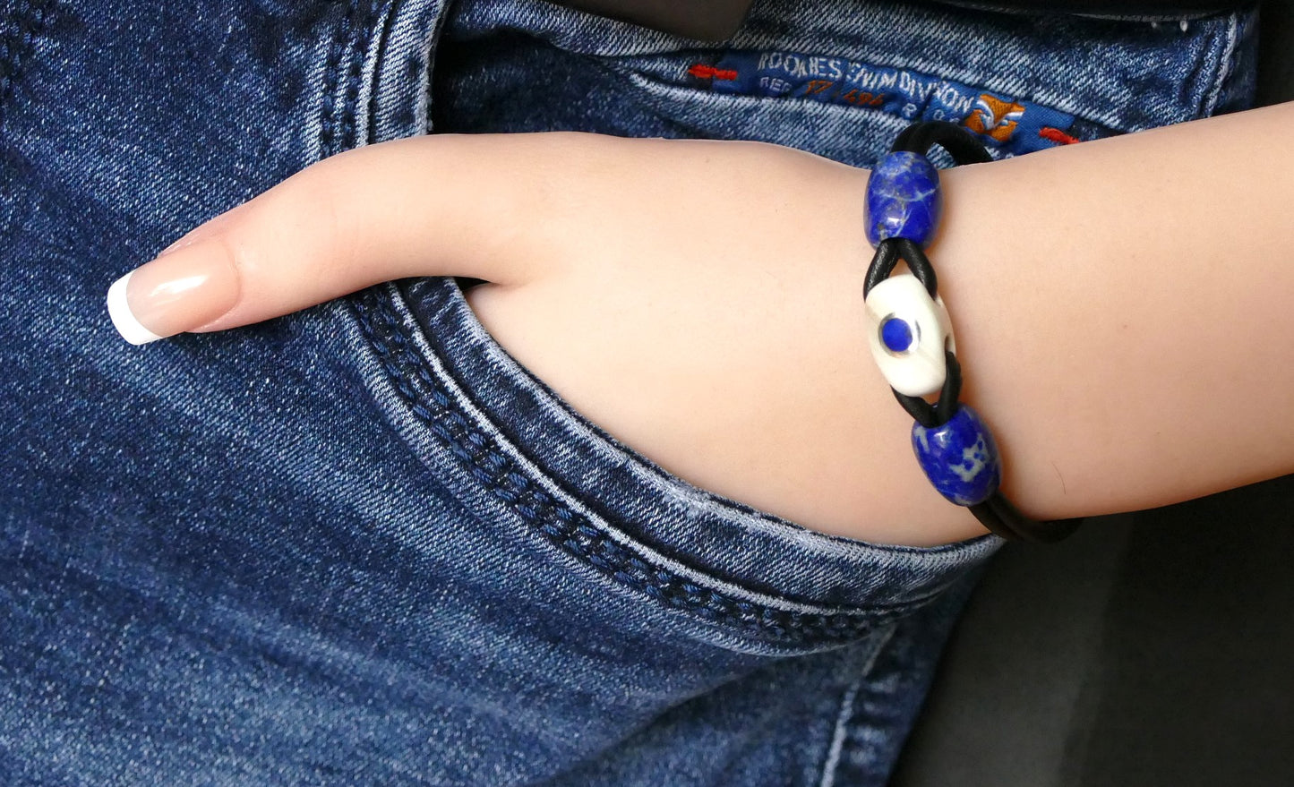 Armband aus Nappaleder mit Naturstein