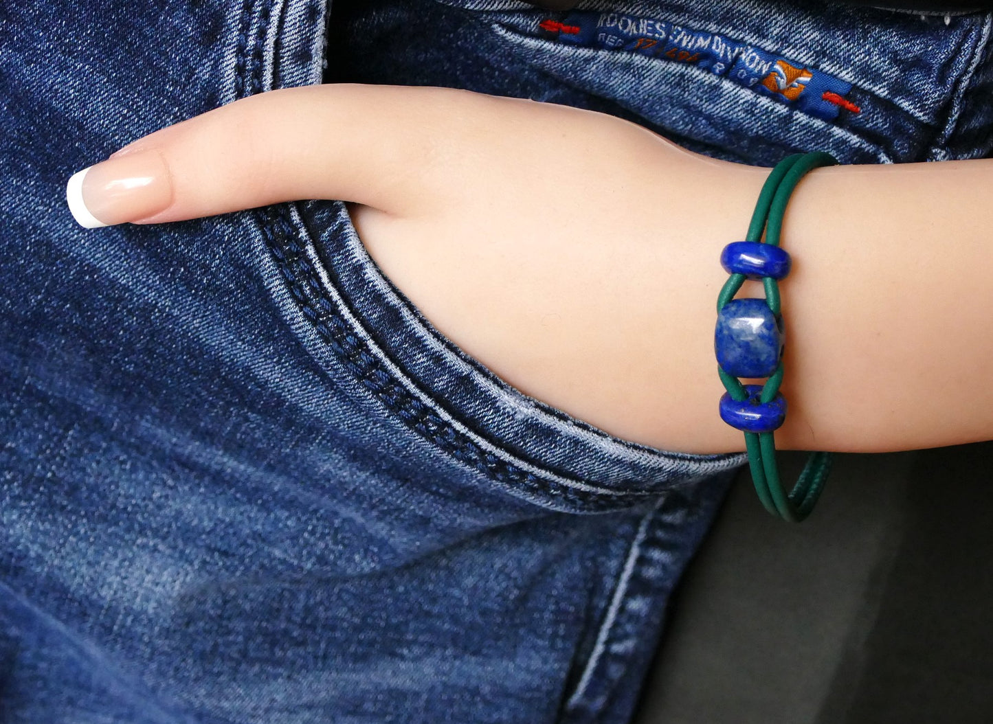 Armband aus Nappaleder mit Naturstein