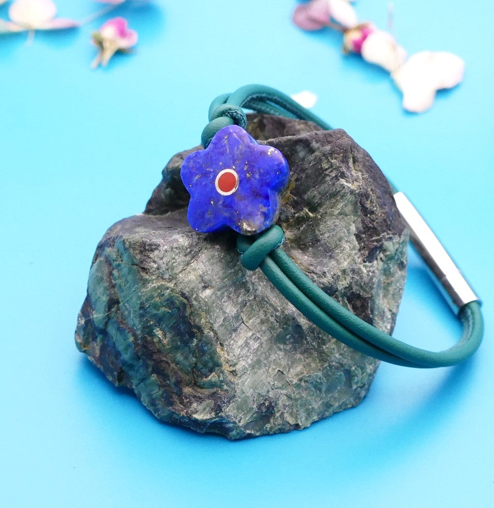 Lederarmband mit Naturstein