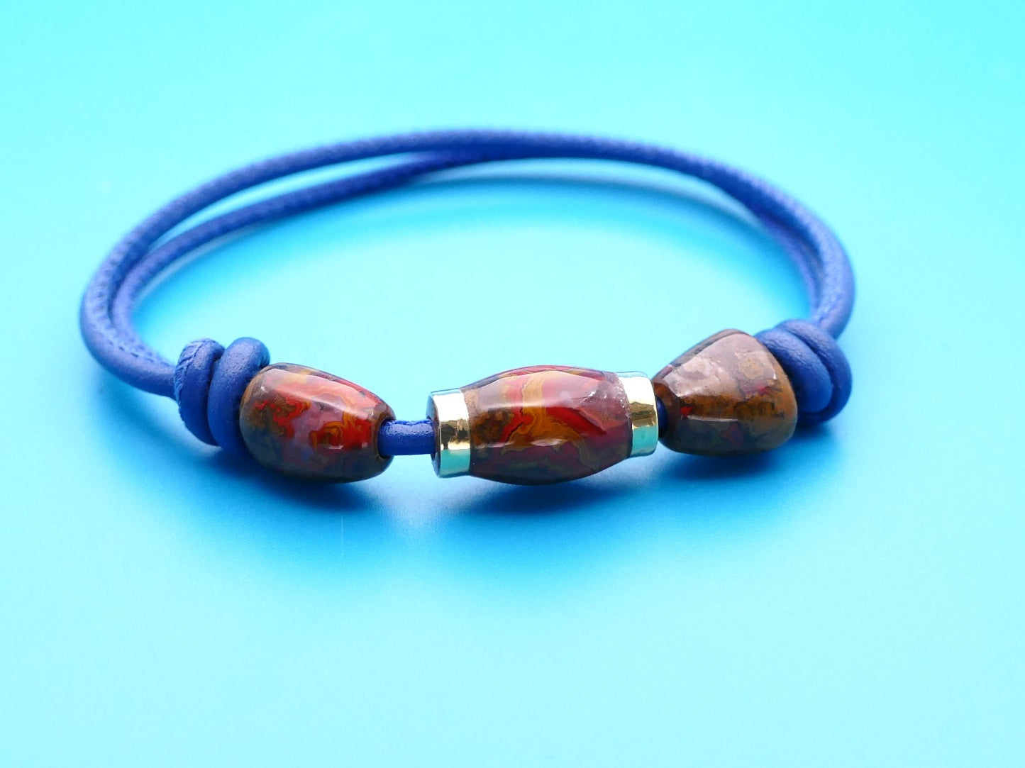Armband aus Nappaleder mit Naturstein