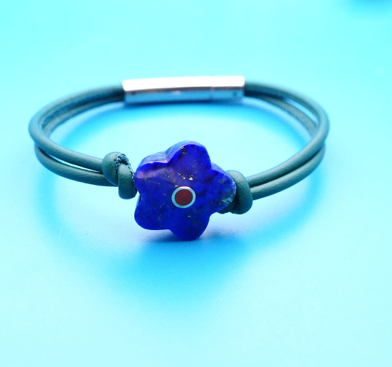 Lederarmband mit Naturstein