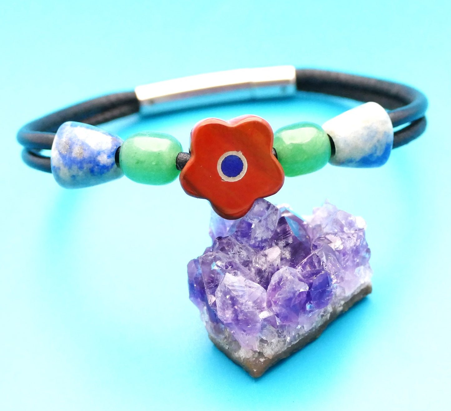 Lederarmband mit Naturstein