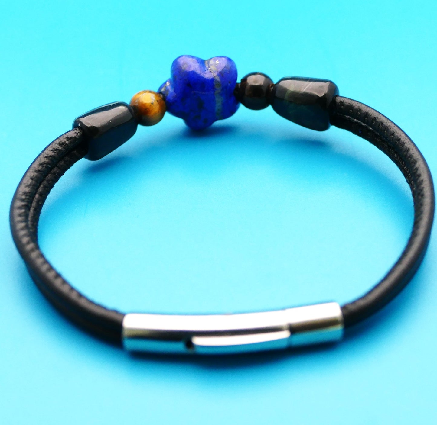 Lederarmband mit Naturstein