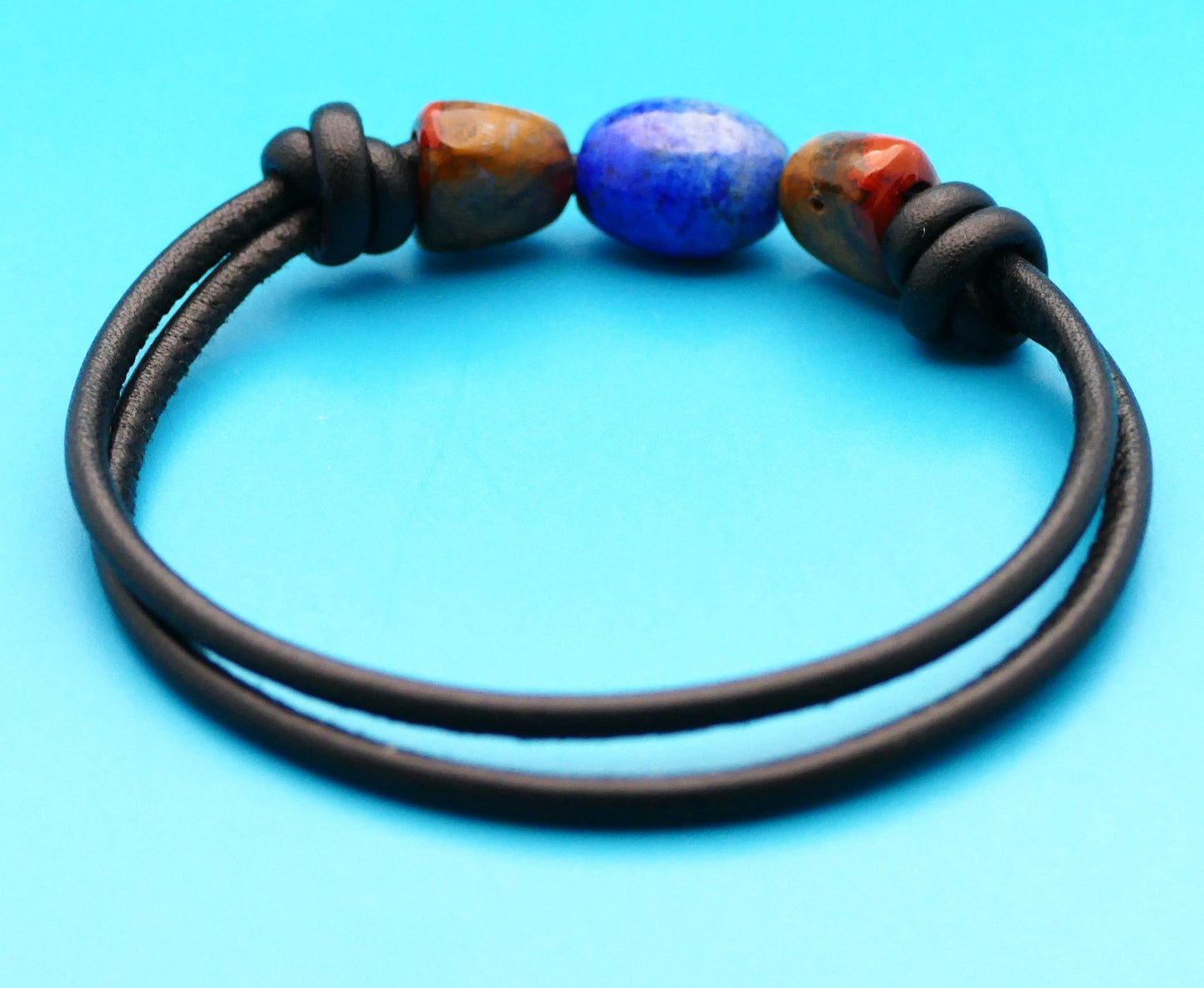 Nappalederarmband mit 100 % Naturstein