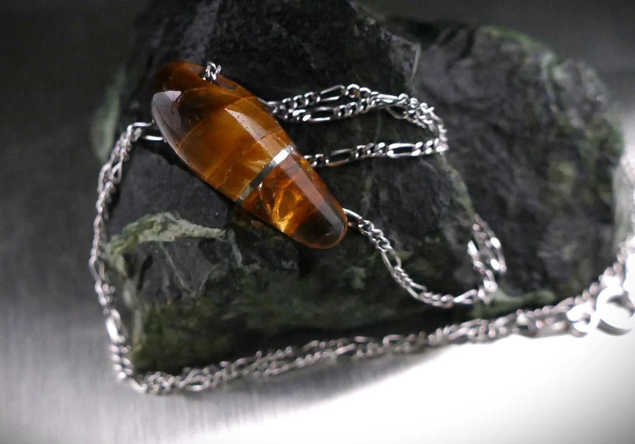 925 Silber Halskette mit Naturstein