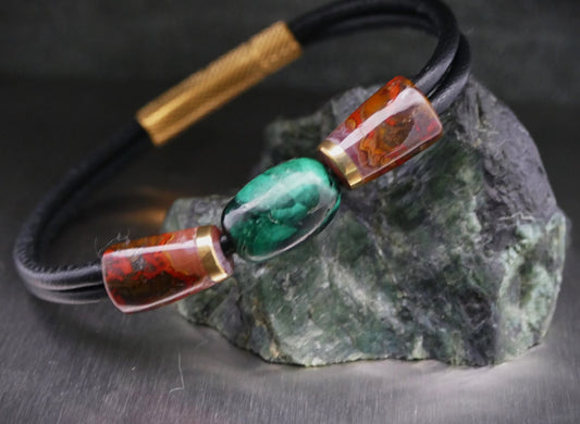 Lederarmband mit Naturstein