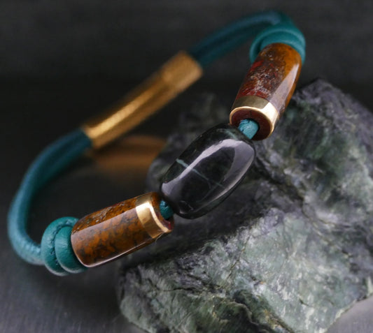 Lederarmband mit Naturstein