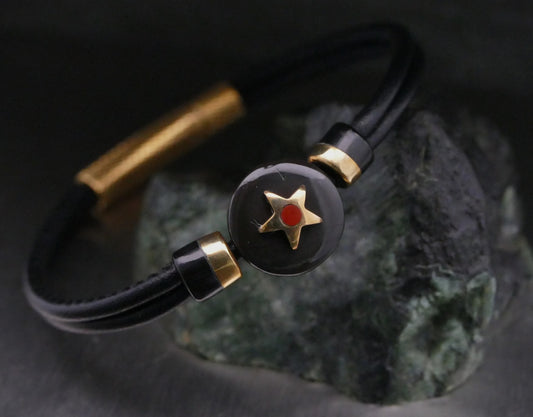 Lederarmband mit Naturstein