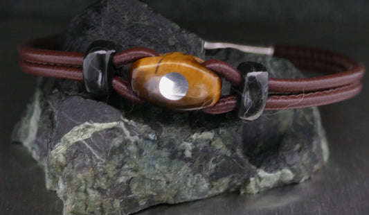 Armband aus Nappaleder mit Naturstein