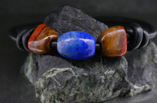 Nappalederarmband mit 100 % Naturstein