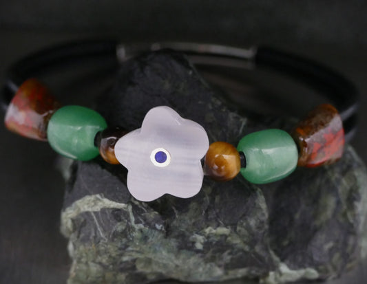 Lederarmband mit Naturstein