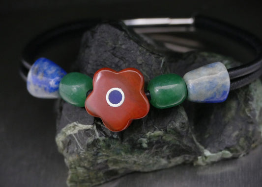 Lederarmband mit Naturstein