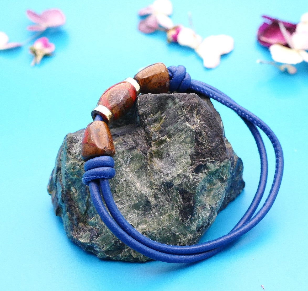 Armband aus Nappaleder mit Naturstein