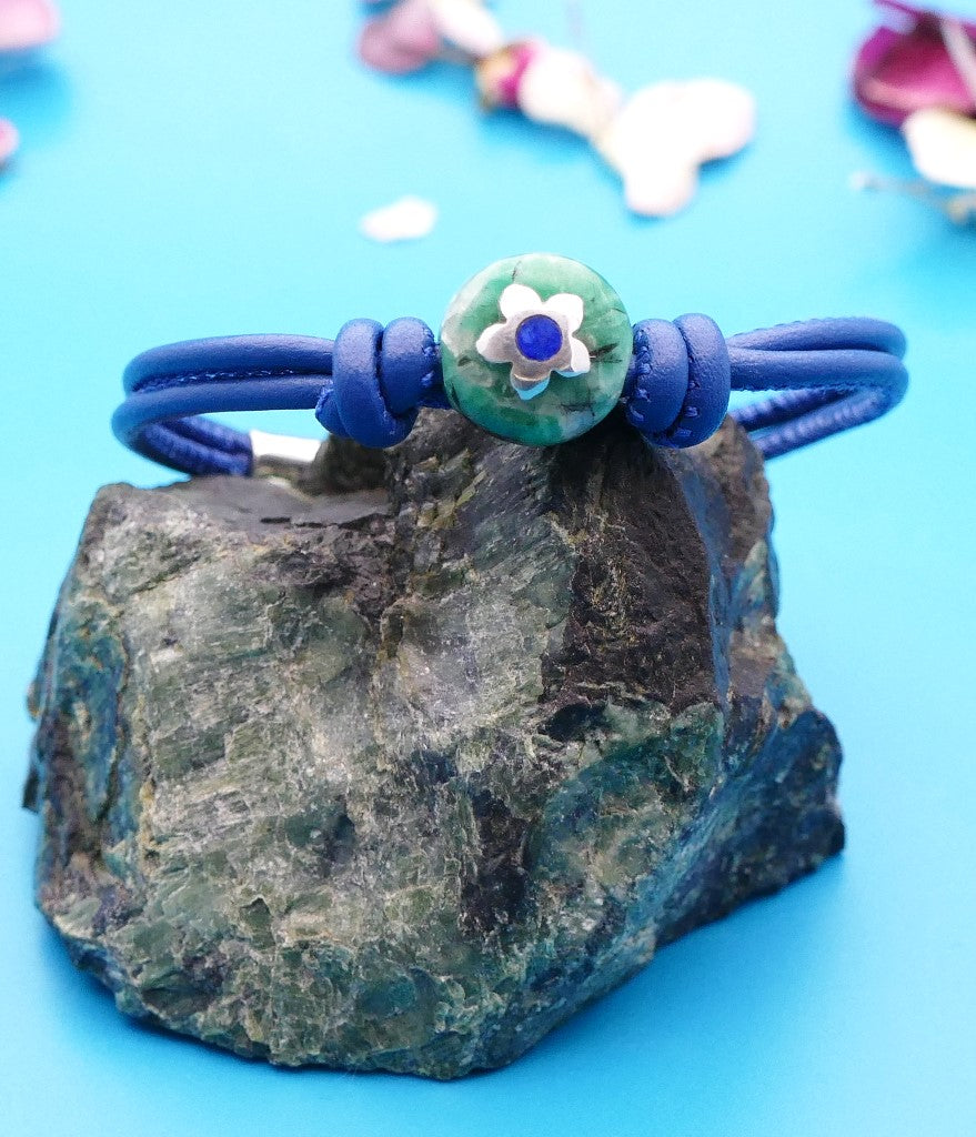 Armband aus Nappaleder mit Naturstein