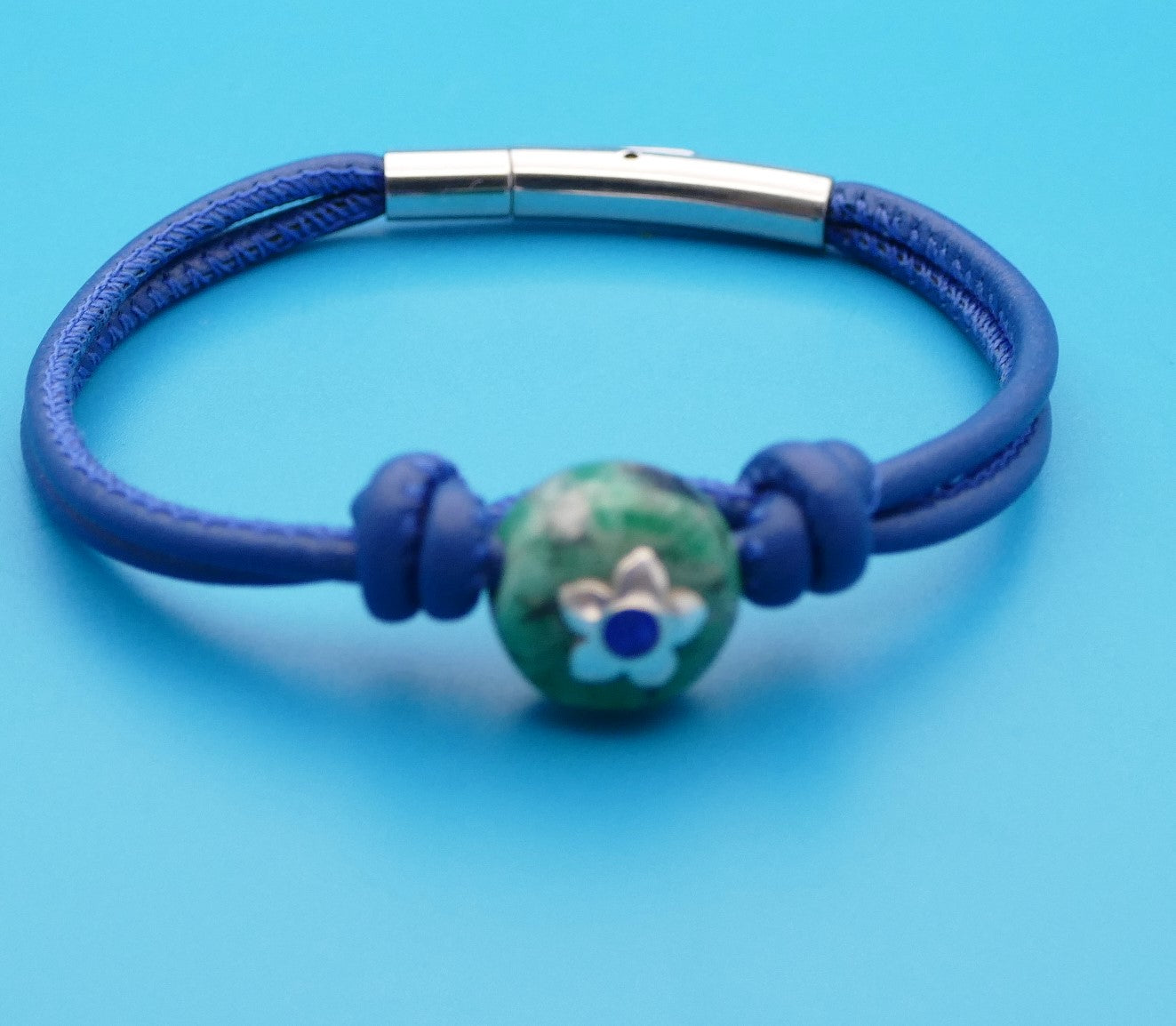 Armband aus Nappaleder mit Naturstein
