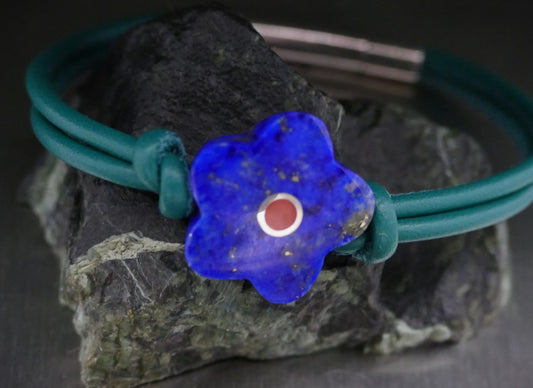 Lederarmband mit Naturstein